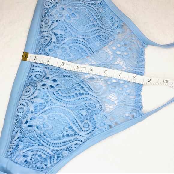 Xhilaration Crochet Lace High Neck Bikini Top Periwinkle Blue women’s D/DD - Picture 5 of 10